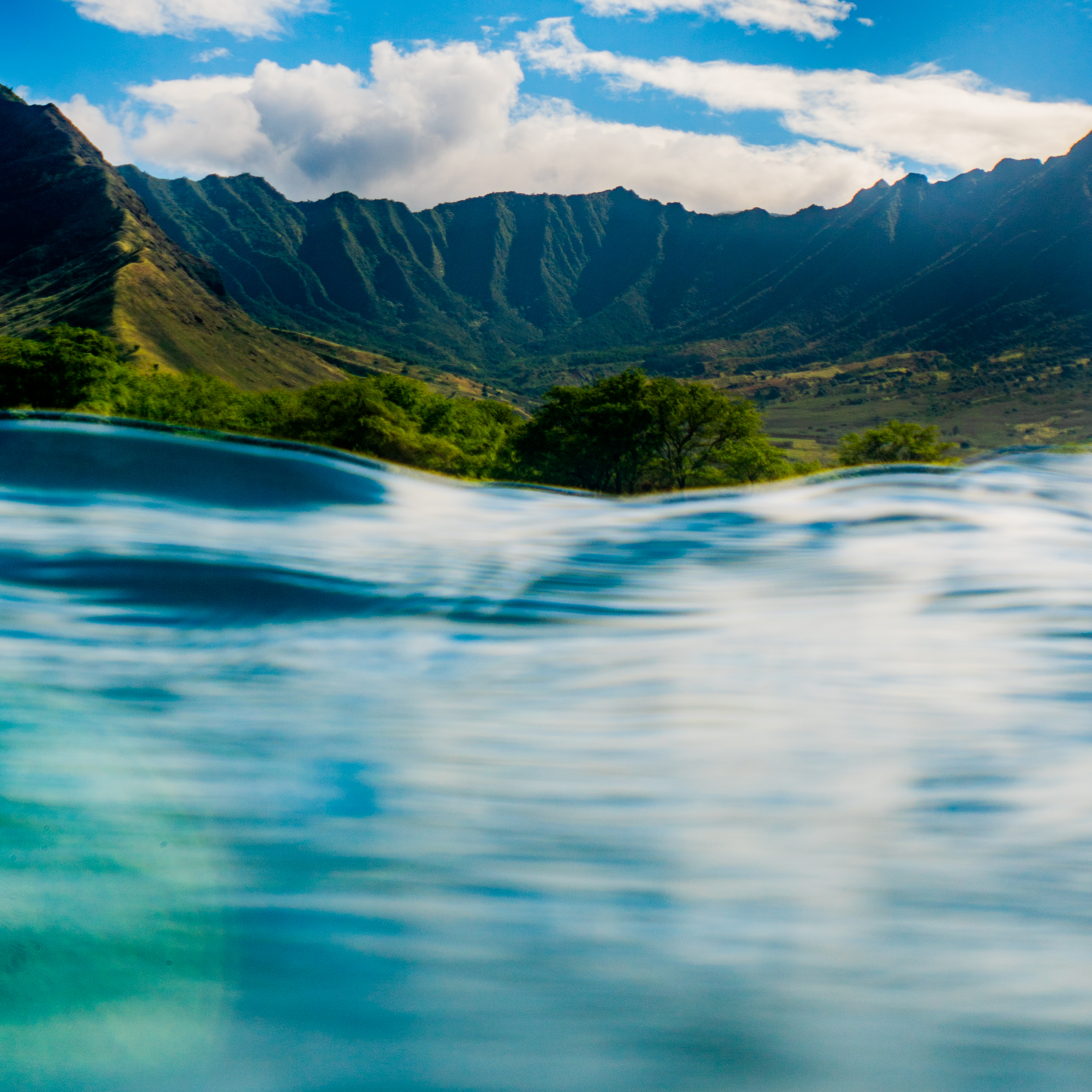 View of the base of the Ko'olau Mountains from the water.